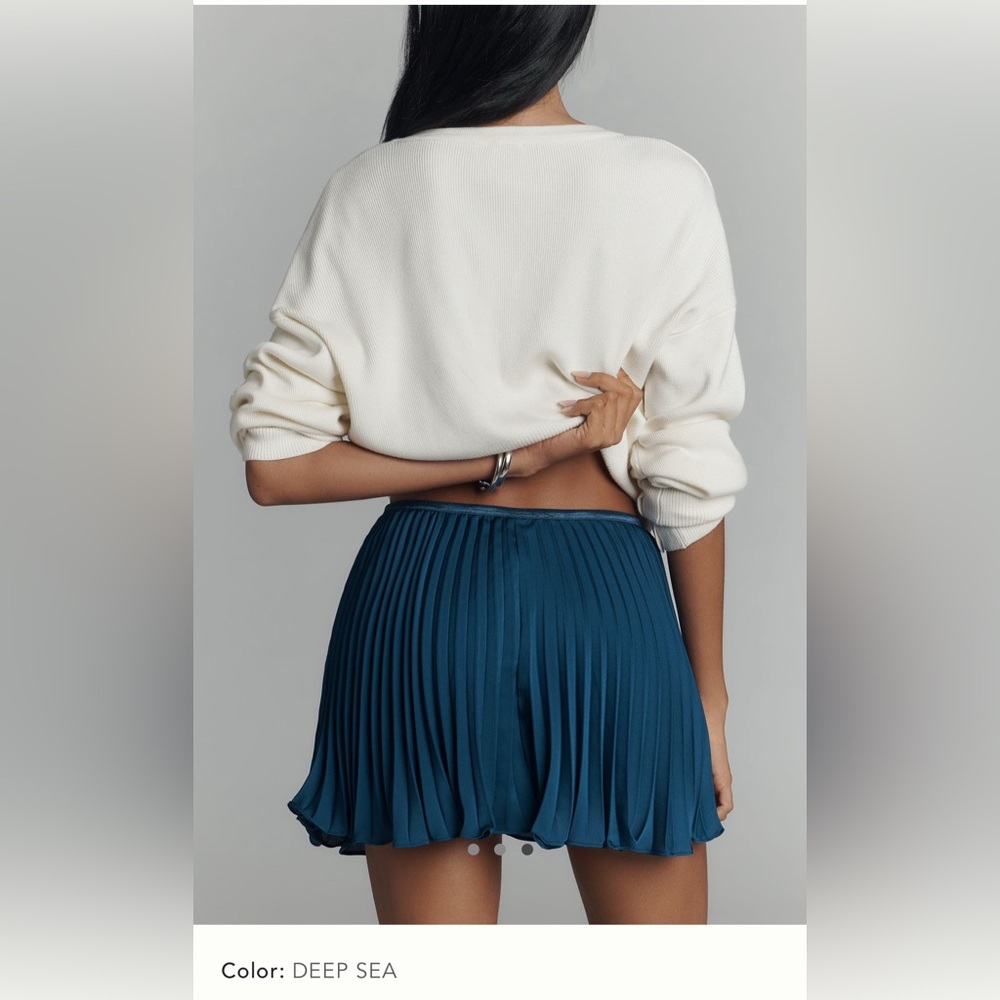 Anthropologie Blue Pleated Shorts
